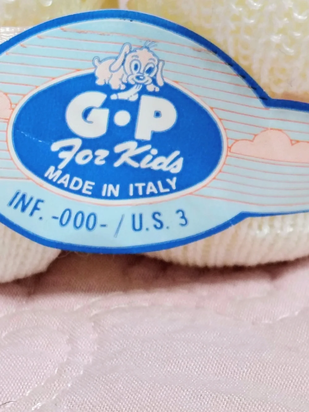 New Italian Knit Baby Booties Ivory w/ Pink Embroidery & Lace 0-3 mo KP For kids